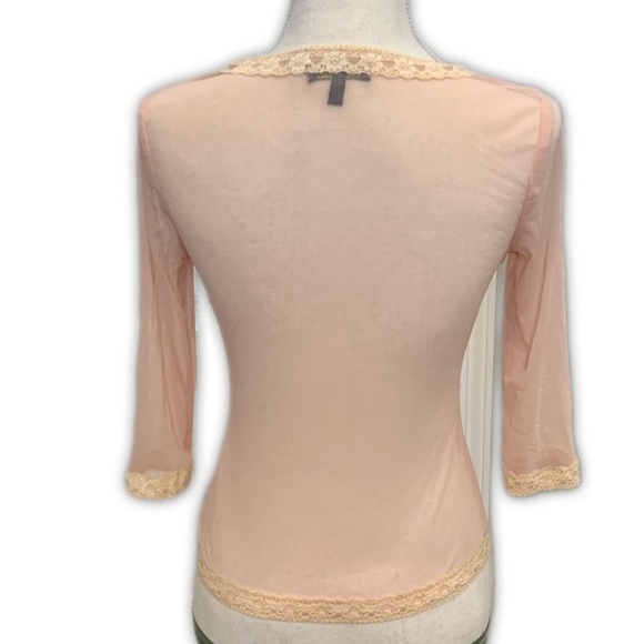 Allure y2k pink mesh and lace sheer top with cream lace details and hook closure - Picture 3 of 10
